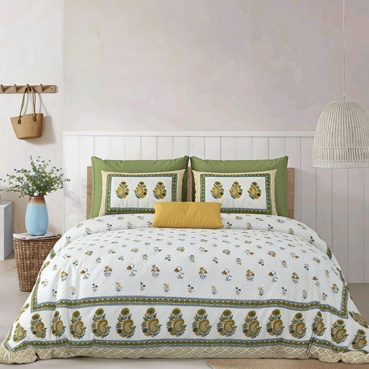Amber Grove 400TC 100% Pure Cotton Bedsheet- Super King