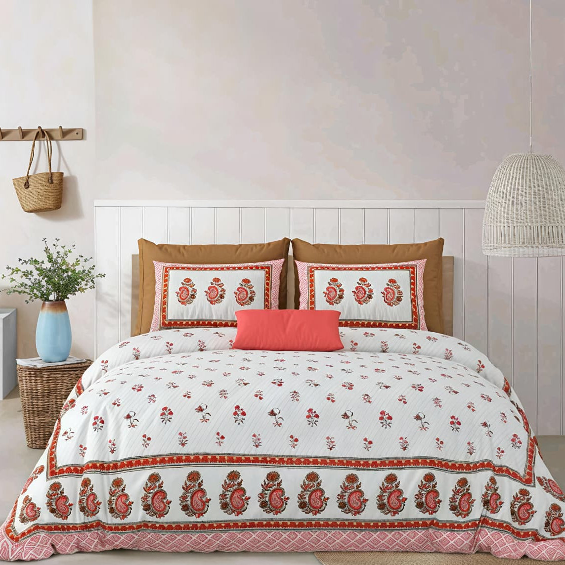 Coral Paisley 400TC 100% Pure Cotton Bedsheet- Super King