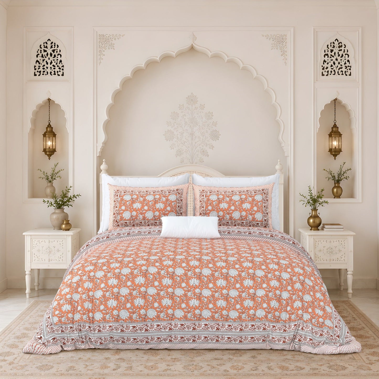 Terracotta Garden 400TC 100% Pure Cotton Bedsheet- Super King