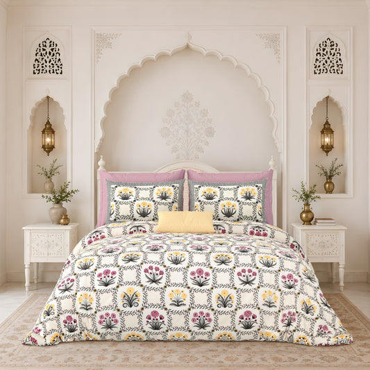Jardin Tile 400TC 100% Pure Cotton Bedsheet- Super King