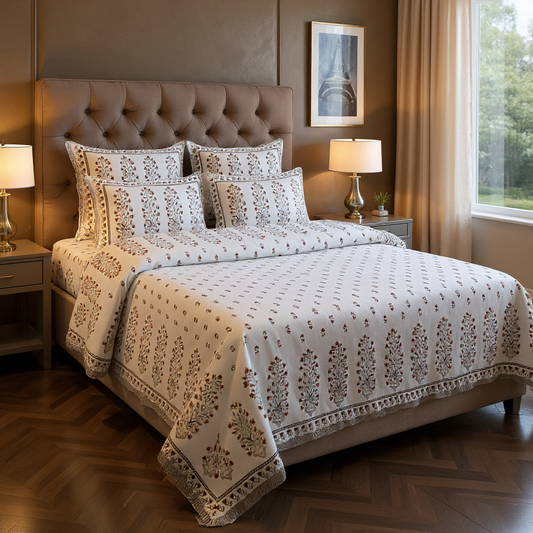 Crimson Charm 400TC Floral Print 100% Pure Cotton Bedsheet