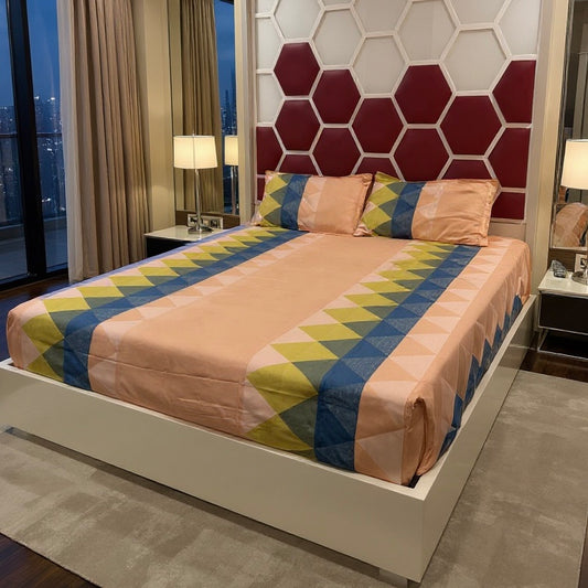 Pastel Prism 500TC 100% Pure Glace Cotton Bedsheet