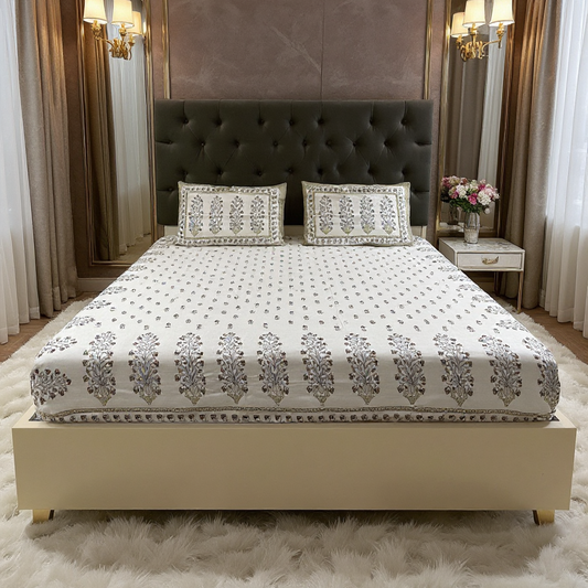 Brown Belle 400TC Floral Print 100% Pure Cotton Bedsheet