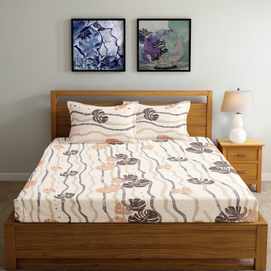 Tropical Monstera Leaf 100% Pure Glace Cotton 450TC Bedsheet