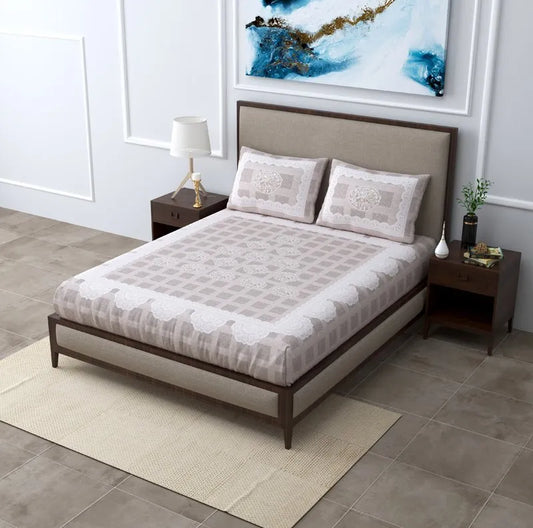 300TC Brown Lace Border 100% Pure Cotton Bedsheet