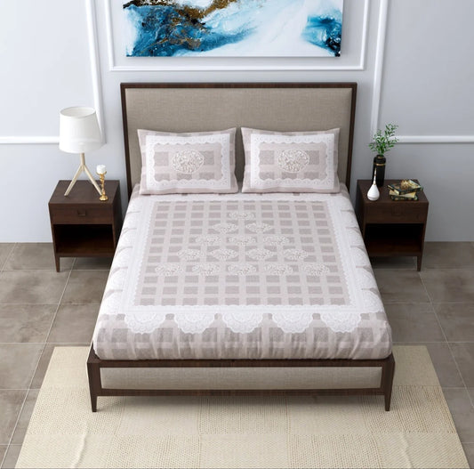 300TC Brown Lace Border 100% Pure Cotton Bedsheet
